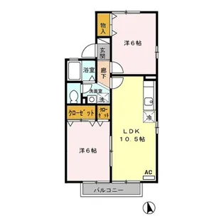 セジュールみなみ B棟【1階】の間取り