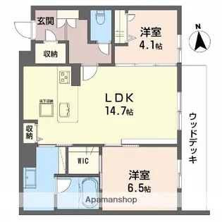 シャーメゾン江平WEST【104号室】の間取り