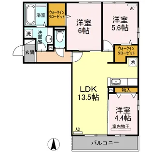 エスポアール・タカムラIII B棟【3階】の間取り