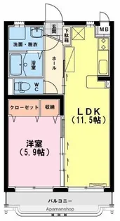 ユーミーグランディK2【2階】の間取り