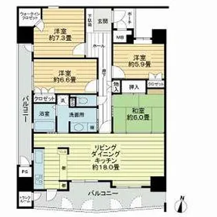 フラワーマンション楠並木通【0401号室】の間取り