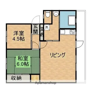 エバーライフ花ヶ島【401号室】の間取り