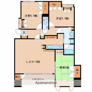 グランドパレス瀬頭【1202号室】の間取り