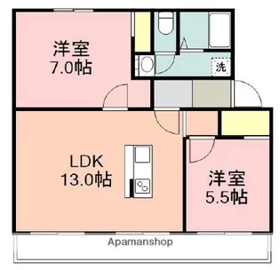 2LDKの間取り画像