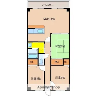 コーポ平山【602号室】の間取り