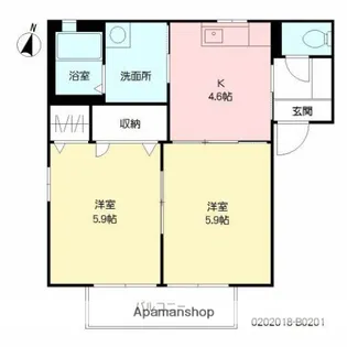 ディアスYK B【2階】の間取り