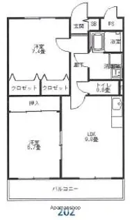 リージングマンション C【202号室】の間取り