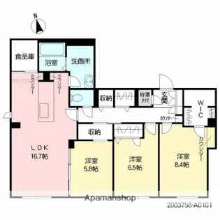 シャーメゾンKRS【101号室】の間取り