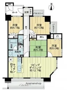 サーパス霧島【603号室】の間取り