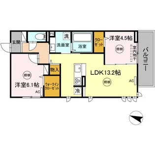 プチエテ花山手【2階】の間取り