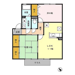 サンフローラ一ツ葉 A棟【1階】の間取り