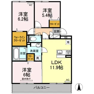 グランシャリオ B棟【3階】の間取り