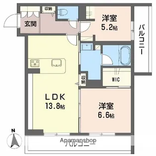 シャーメゾン江平WEST【205号室】の間取り