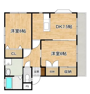 ライフハウス北原【102号室】の間取り