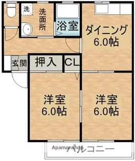 グリーンコーポ南横市(2DK)【203号室】の間取り