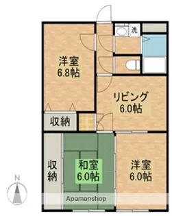 礼可ハイツ【202号室】の間取り