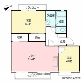 フラワーハイツ【202号室】の間取り