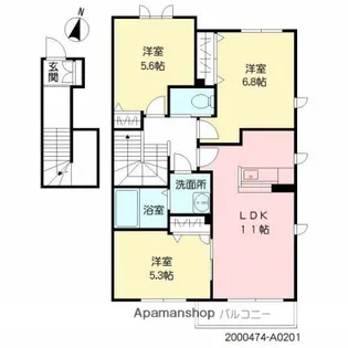 フローラルスター【2階】の間取り