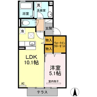 ボナールTOMO B棟【1階】の間取り