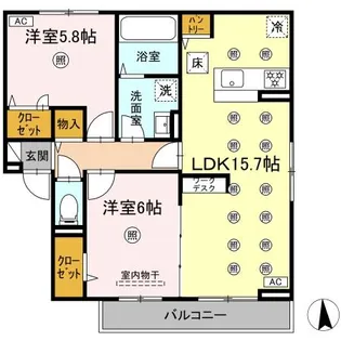 ヴェルデ・ルーチェ【1階】の間取り