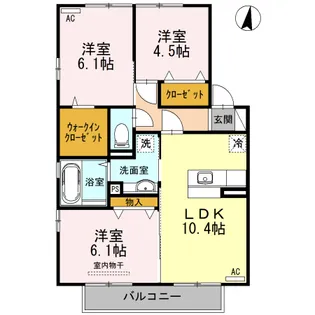 ブライトコート花繰 A棟【202号室】の間取り