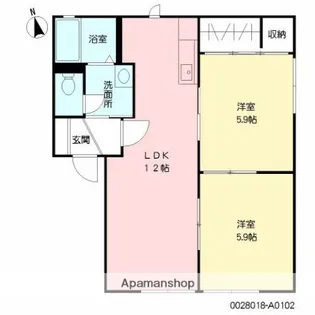 ビューラーK【1-102号室】の間取り