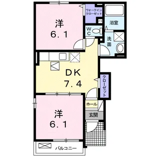 カーサ・フォー オール A【1階】の間取り
