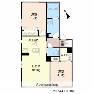 トップスターコート宮崎C棟【1階】の間取り