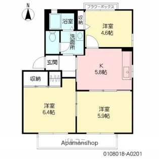 ラ メール【201号室】の間取り