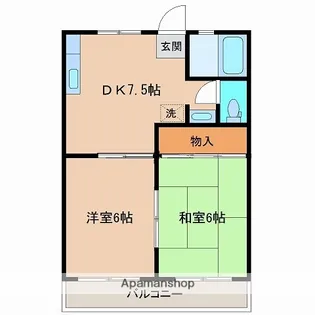 スカイハイツ堀川【202号室】の間取り