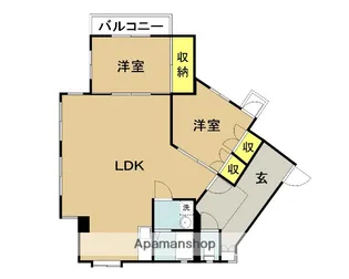オフィスティ第1ビル【30B号室】の間取り