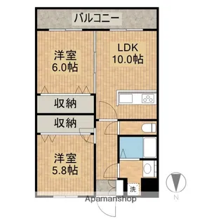 シャンテ長沼Ⅰ【303号室】の間取り