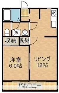 IKUNA【202号室】の間取り