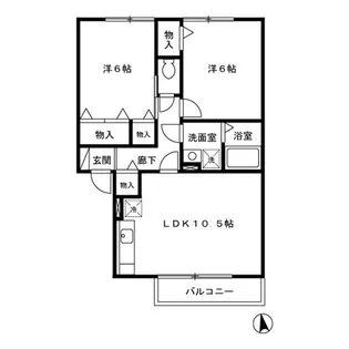 グランディール ヴィ E棟【2階】の間取り