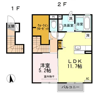 ディールーム・ハル鶴島【2階】の間取り