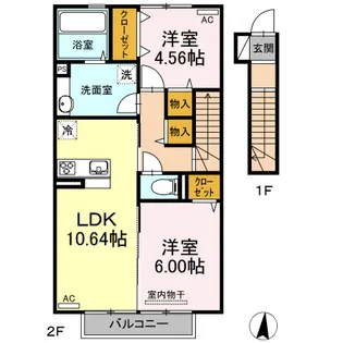 フローリッシュ下北方 B棟【2階】の間取り