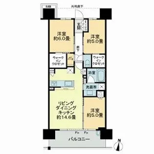 シティテラス宮崎【5階】の間取り