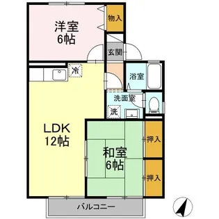 セジュール花山手 B棟【B201号室】の間取り