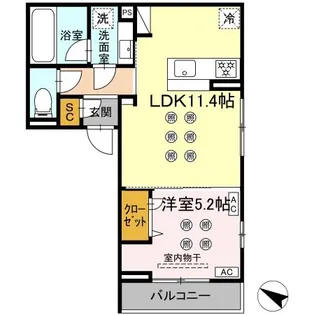 DーRESENA大橋II【2階】の間取り