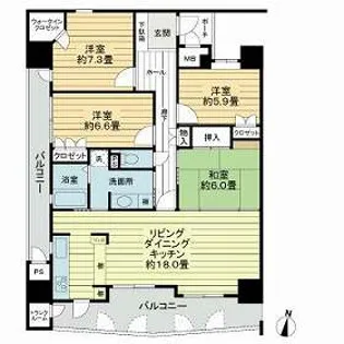 フラワーマンション楠並木通【4階】の間取り
