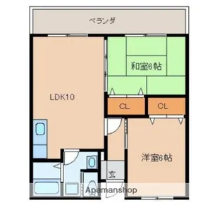 フルータ【E(2階)号室】の間取り