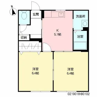 シャイニー・ウイング B棟【102号室】の間取り