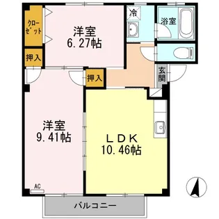 ハピネス本郷Ⅱ【2階】の間取り