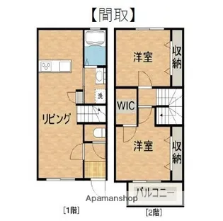アテレーゼ下北方【A102号室】の間取り
