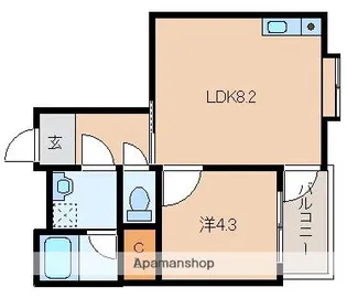ライトコート【102号室】の間取り