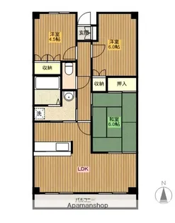 サザンコンフォート【203号室】の間取り