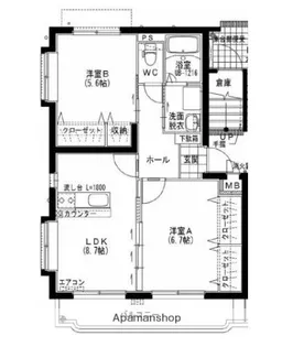 ユーミー小松A(北側)【402号室】の間取り