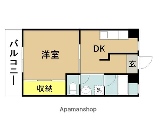 第6シャトーモリオカ【412号室】の間取り