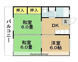 コーポラス湯地【B102号室】の間取り