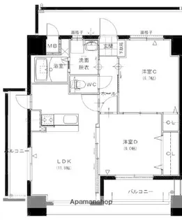 GRAND CHATEAU S&A【205号室】の間取り